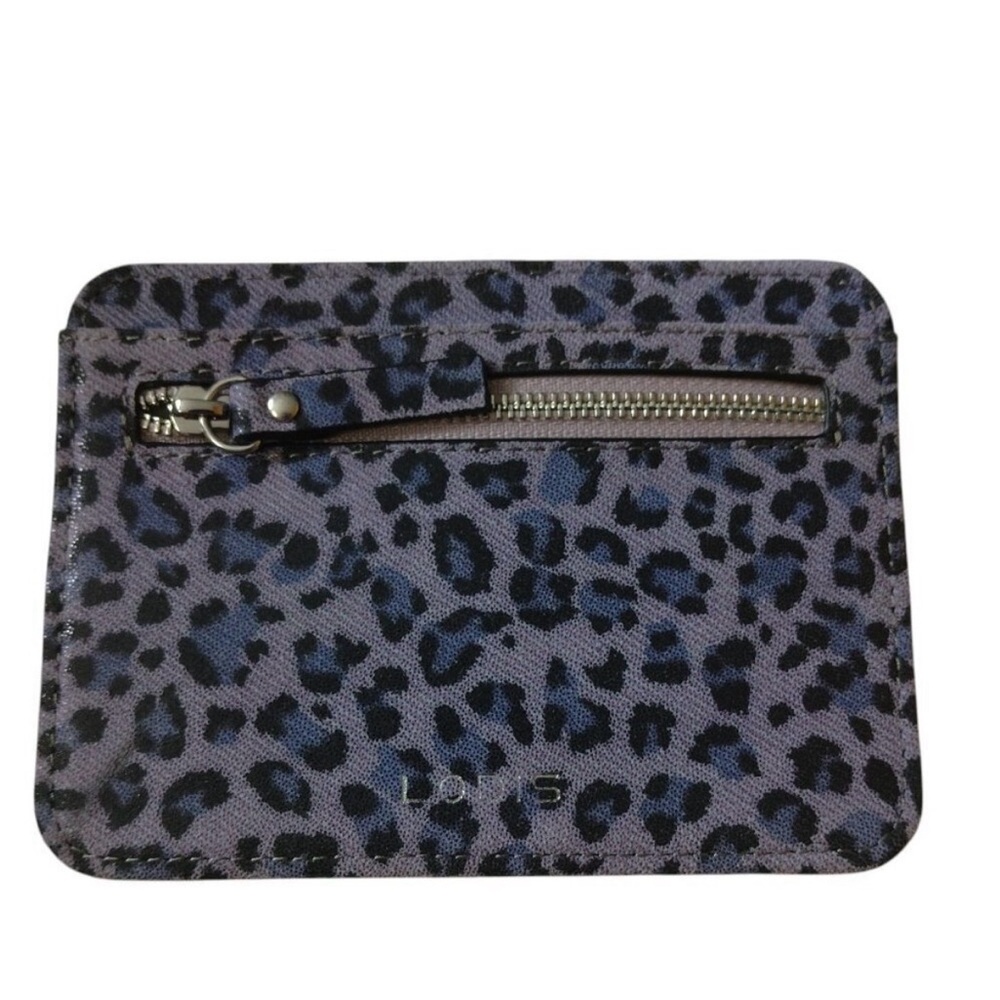 Lodis Purple Cheetah Print Credit Card Holder With Zipper Pouch